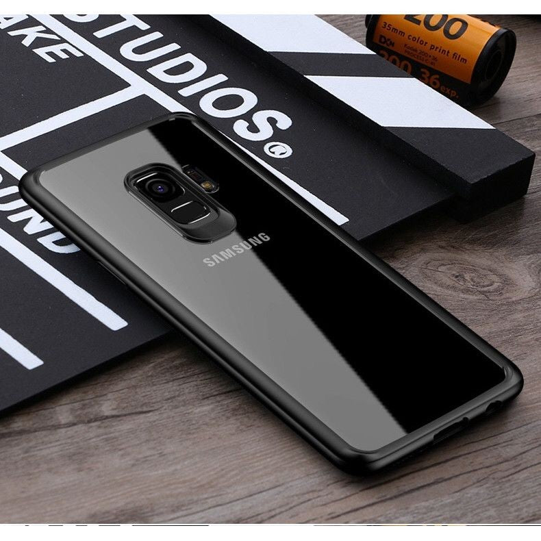 Husa Samsung Galaxy S9 Tpu Transparent cu margini colorate negru-2