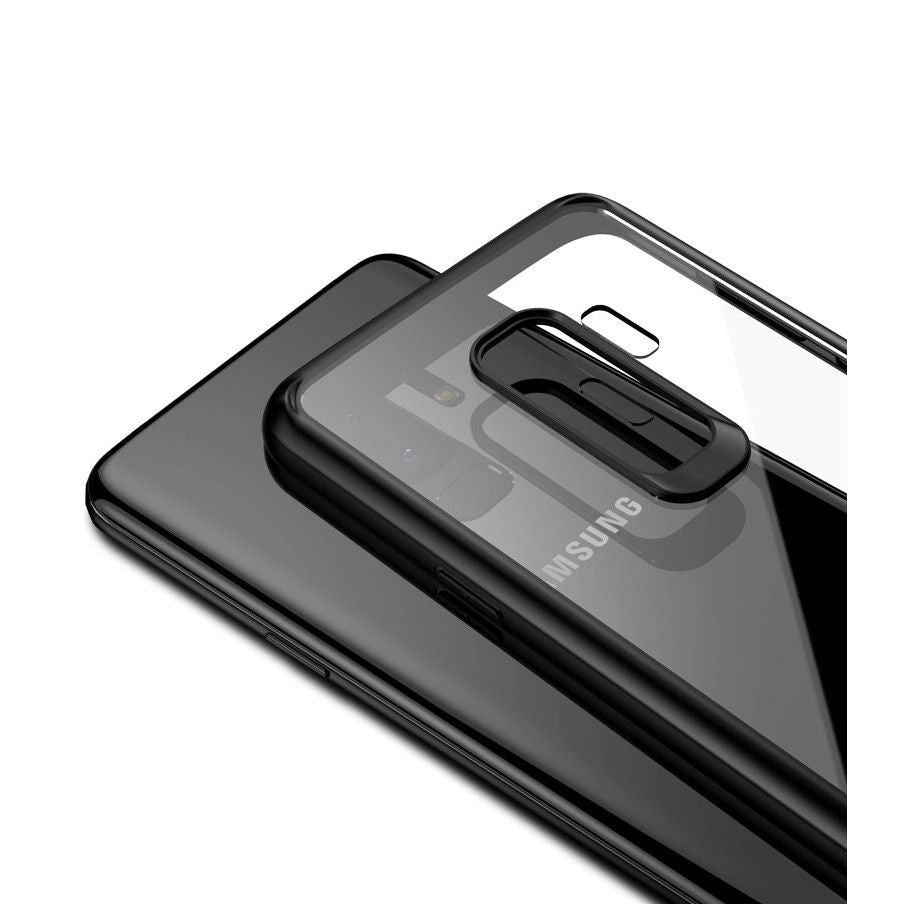 Husa Samsung Galaxy S9 Tpu Transparent cu margini colorate negru-3