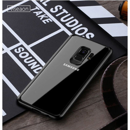 Husa Samsung Galaxy S9 Tpu Transparent cu margini colorate negru-5
