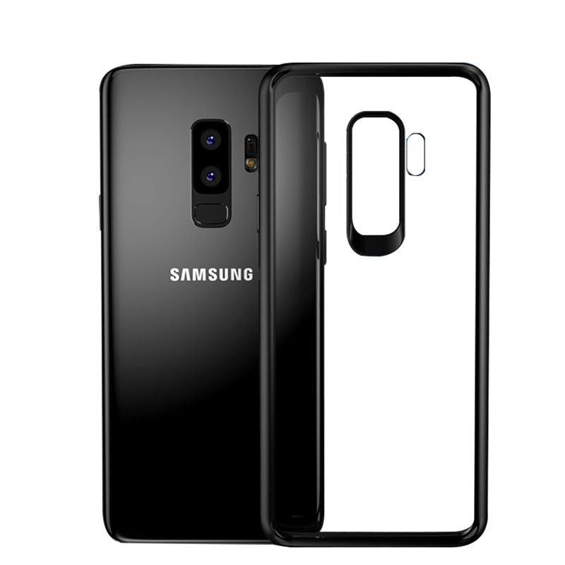 Husa Samsung Galaxy S9 Tpu Transparent cu margini colorate negru-6