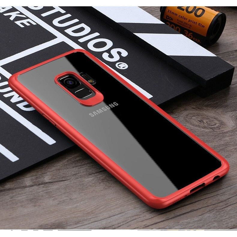 Husa Samsung Galaxy S9 Tpu Transparent cu margini colorate rosu-2