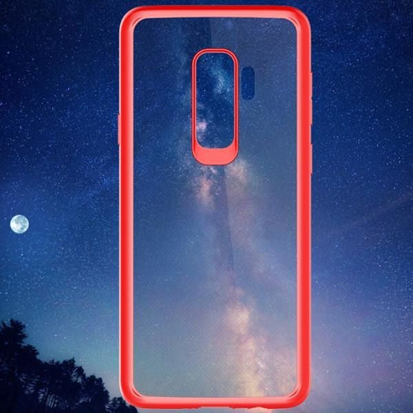 Husa Samsung Galaxy S9 Tpu Transparent cu margini colorate rosu-3