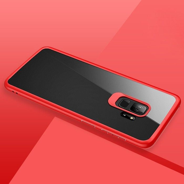 Husa Samsung Galaxy S9 Tpu Transparent cu margini colorate rosu-4