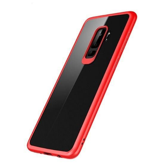 Husa Samsung Galaxy S9 Tpu Transparent cu margini colorate rosu-0