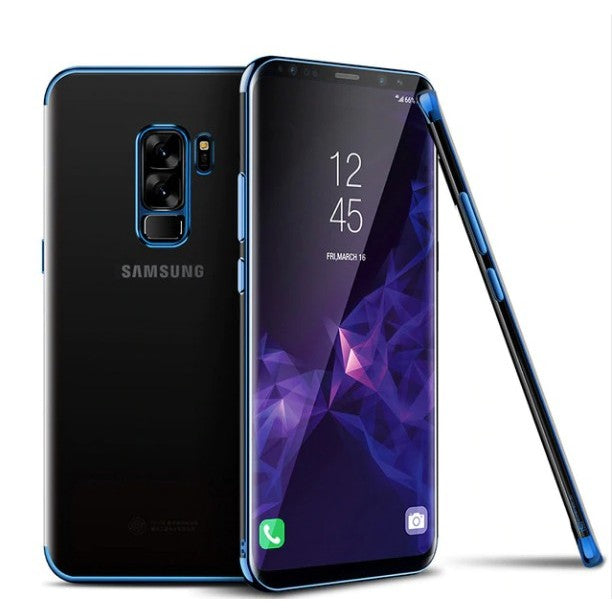 Husa Samsung Galaxy S9 Transparent cu Margini Albastre-0