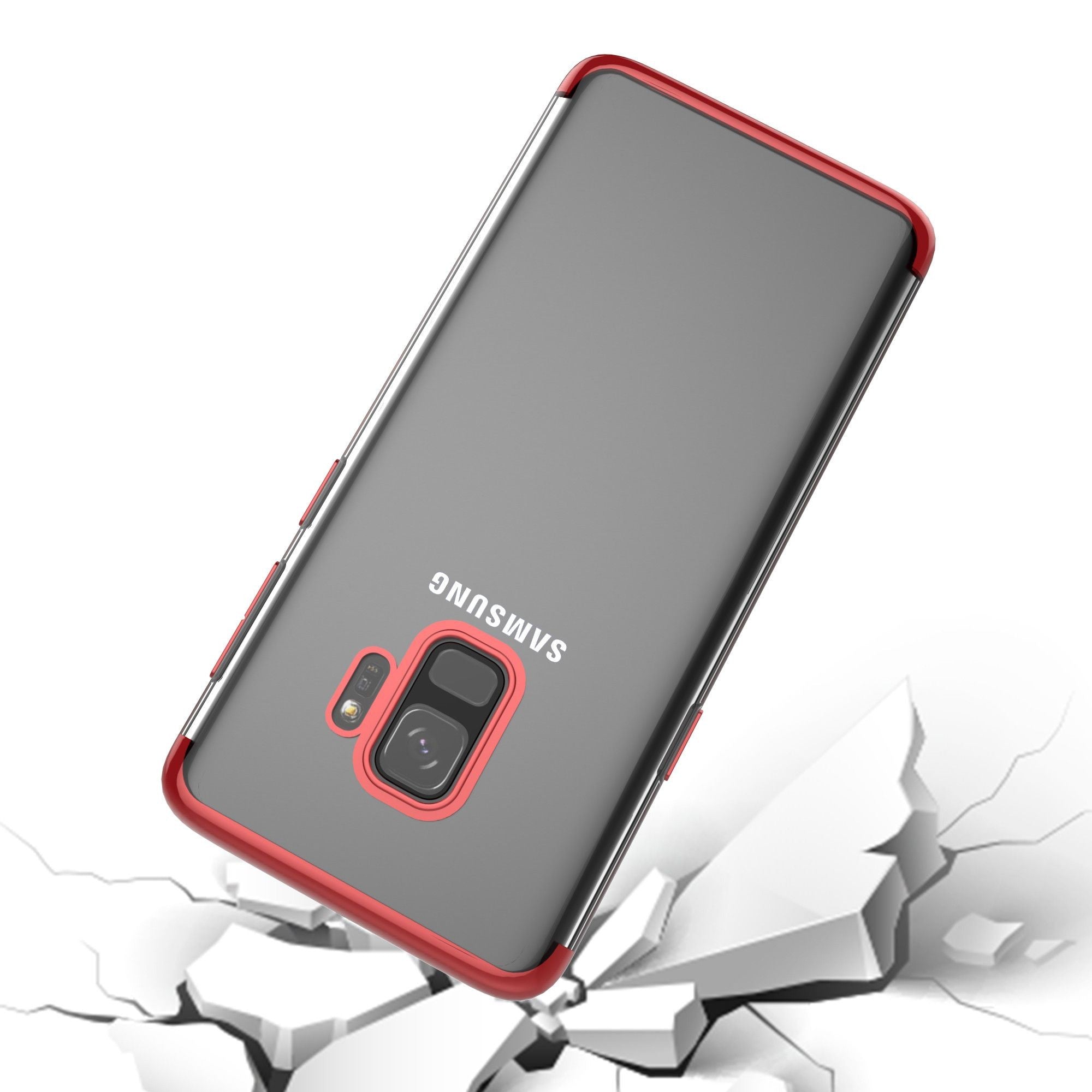 Husa Samsung Galaxy S9 Transparent cu Margini Rosii-2