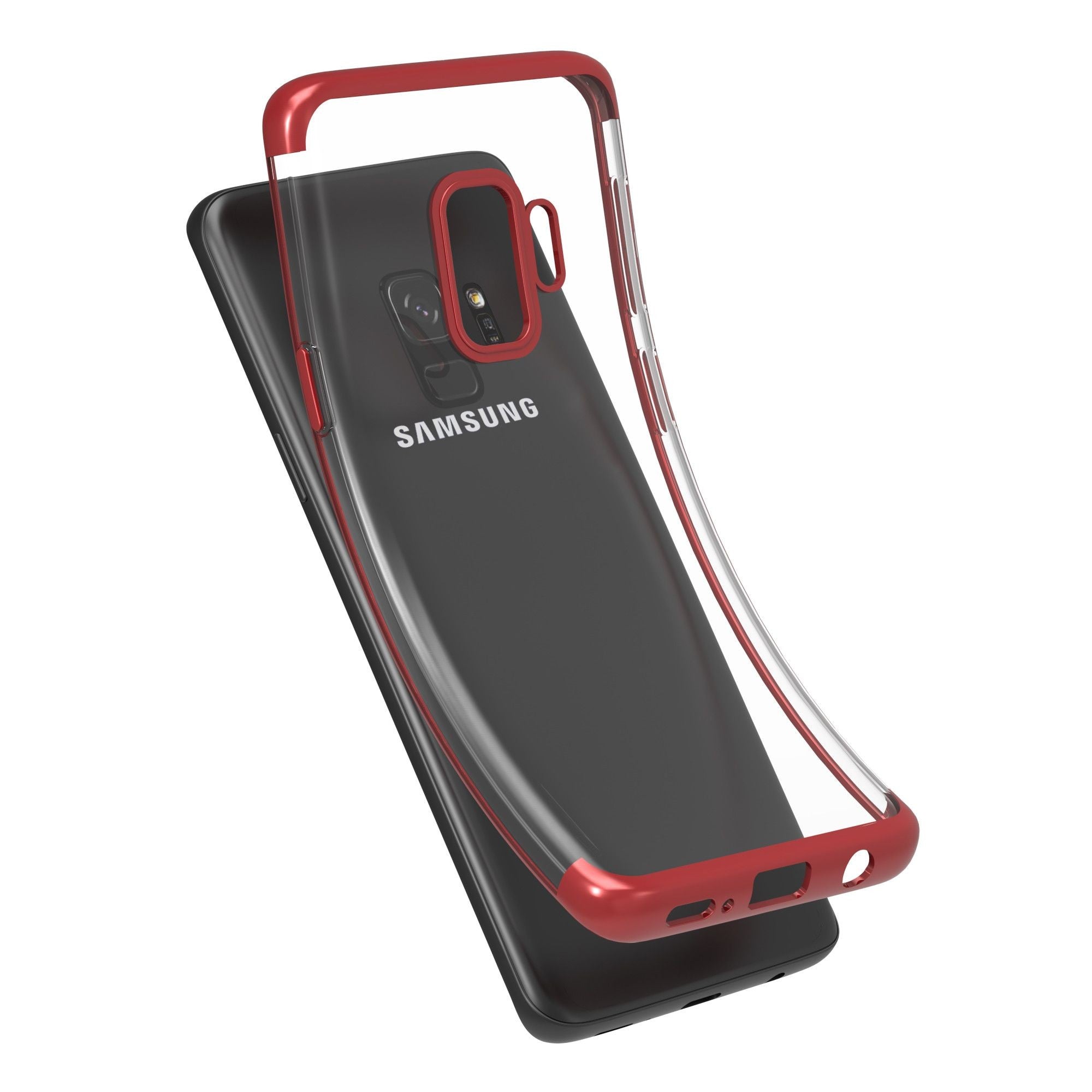 Husa Samsung Galaxy S9 Transparent cu Margini Rosii-3