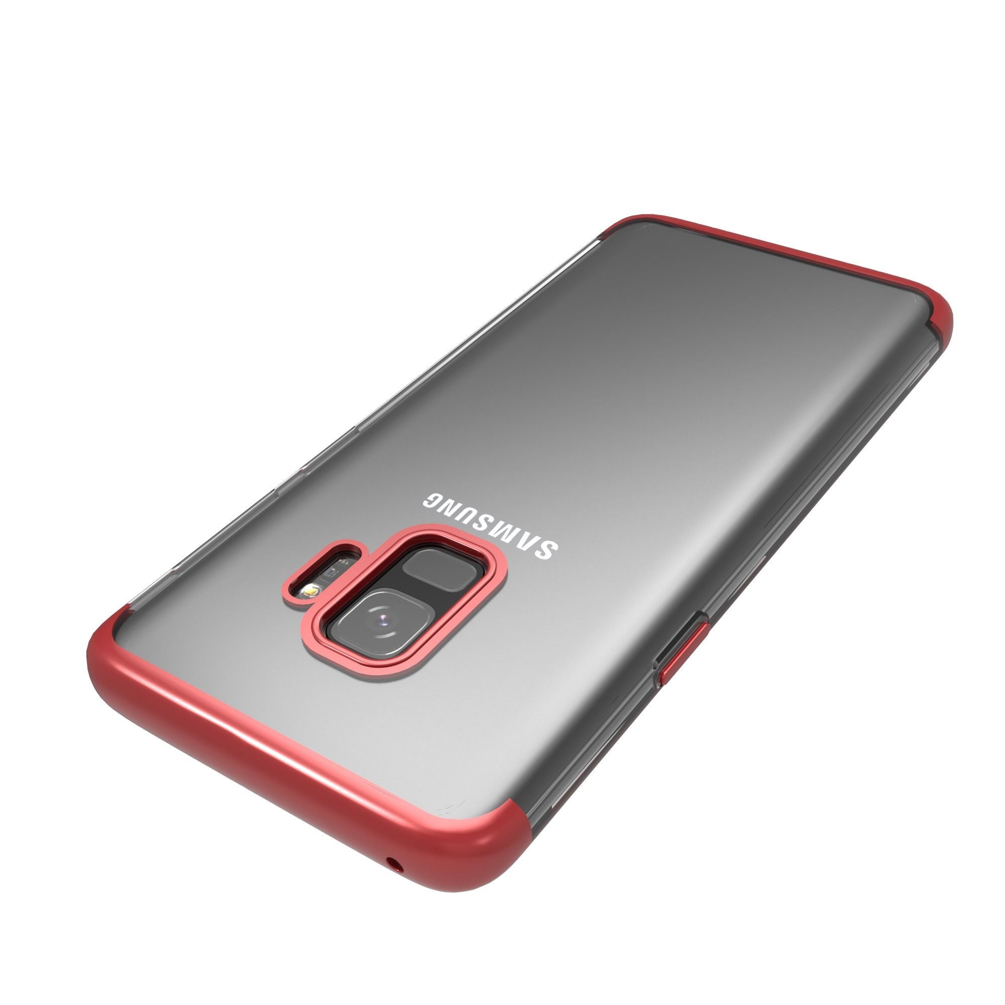 Husa Samsung Galaxy S9 Transparent cu Margini Rosii-4