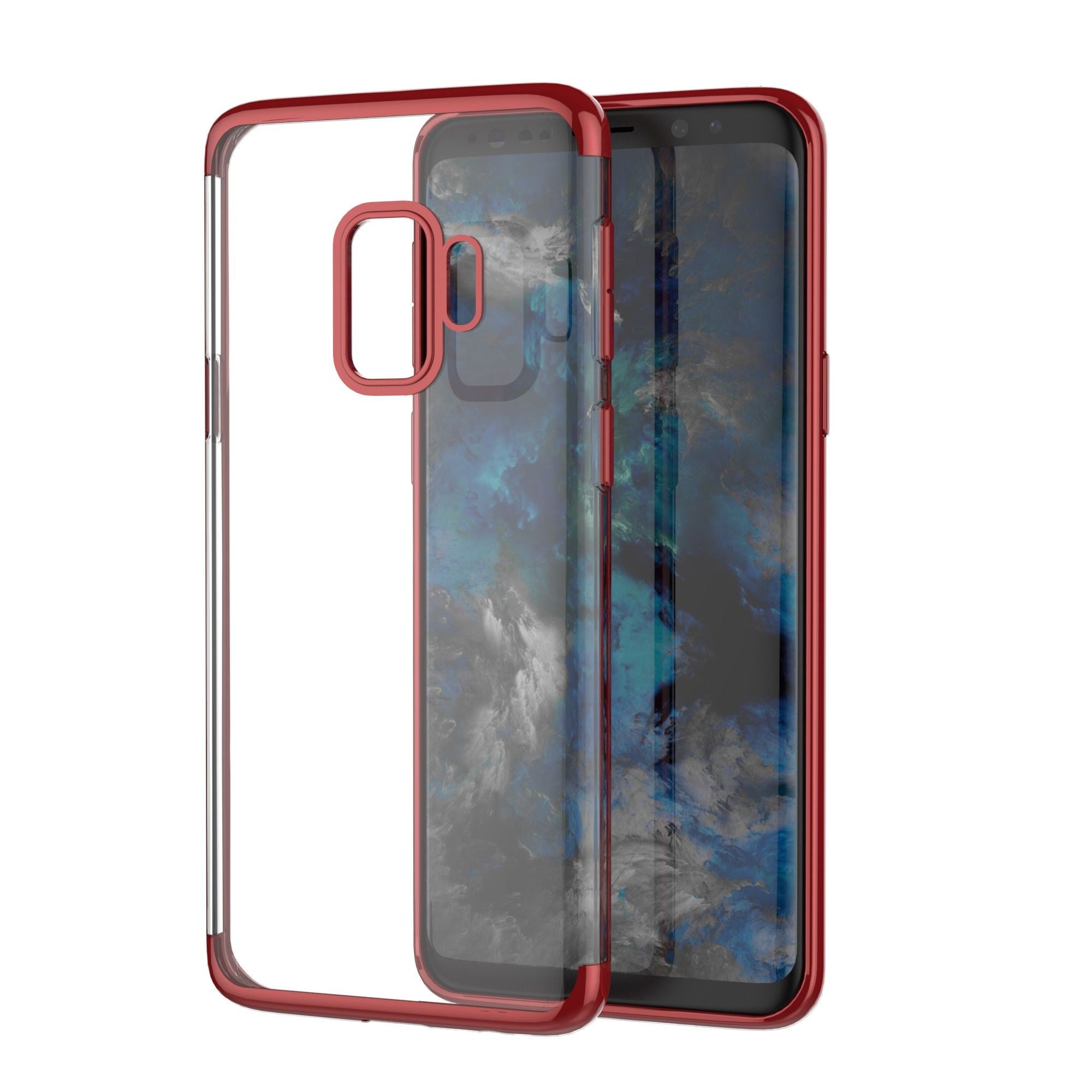 Husa Samsung Galaxy S9 Transparent cu Margini Rosii-0