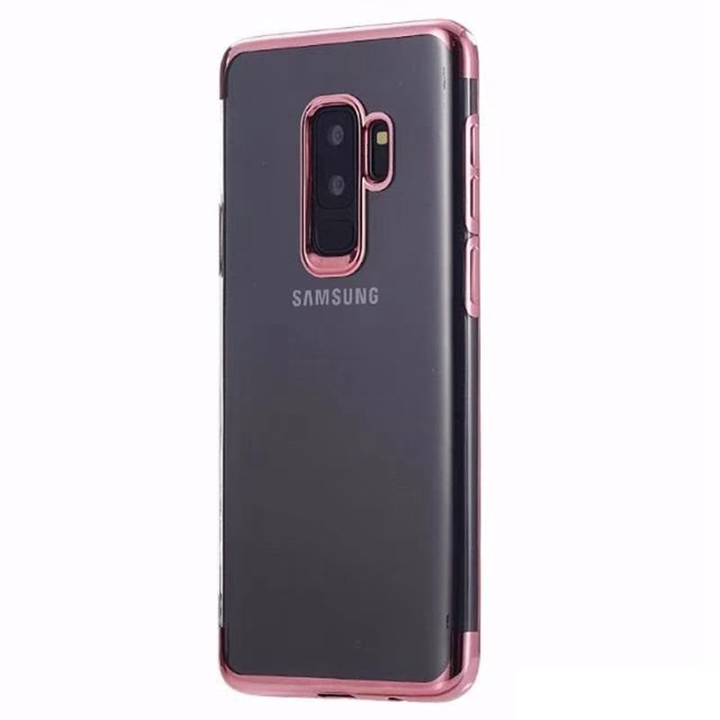 Husa Samsung Galaxy S9 Transparent cu Margini Roz-Aurii-1