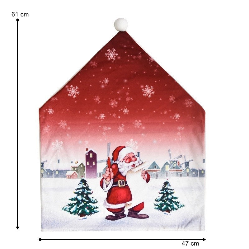 Husa pentru scaun Flippy, tematica Craciun, material textil/poliester, 61 x 47 cm, rosu-4