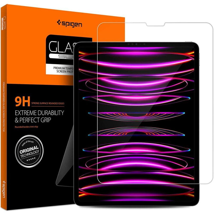 Folie sticlă Spigen Glas.tR Slim pentru iPad Pro 12.9” (2020 / 2021 / 2022) – Transparentă