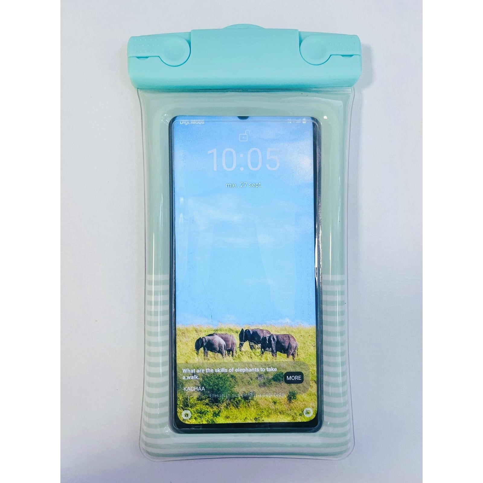 Husa subacvatica Cushion Waterproof Flippy, Snowproof, Universala, Dungata, cu Snur, pentru telefon sau documente, Verde Menta-2