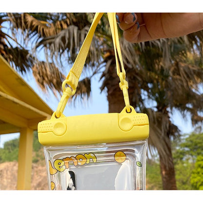 Husa subacvatica Fruity Waterproof Flippy, Snowproof, Universala, Impermeabila, cu Snur, pentru telefon sau documente, Lemon Boy, Galben-4