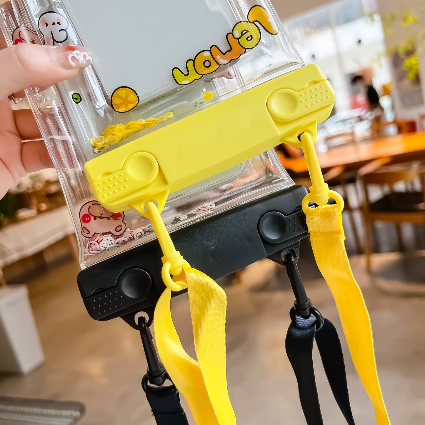 Husa subacvatica Fruity Waterproof Flippy, Snowproof, Universala, Impermeabila, cu Snur, pentru telefon sau documente, Lemon Boy, Galben-5