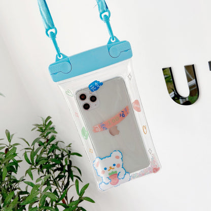 Husa subacvatica Fruity Waterproof Flippy, Snowproof, Universala, Impermeabila, cu Snur, pentru telefon sau documente, Berry Bear, Albastru-4