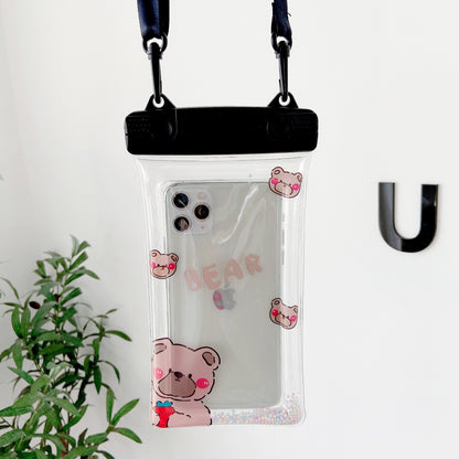 Husa subacvatica Fruity Waterproof Flippy, Snowproof, Universala, Impermeabila, cu Snur, pentru telefon sau documente, Berry Bear, Negru-4