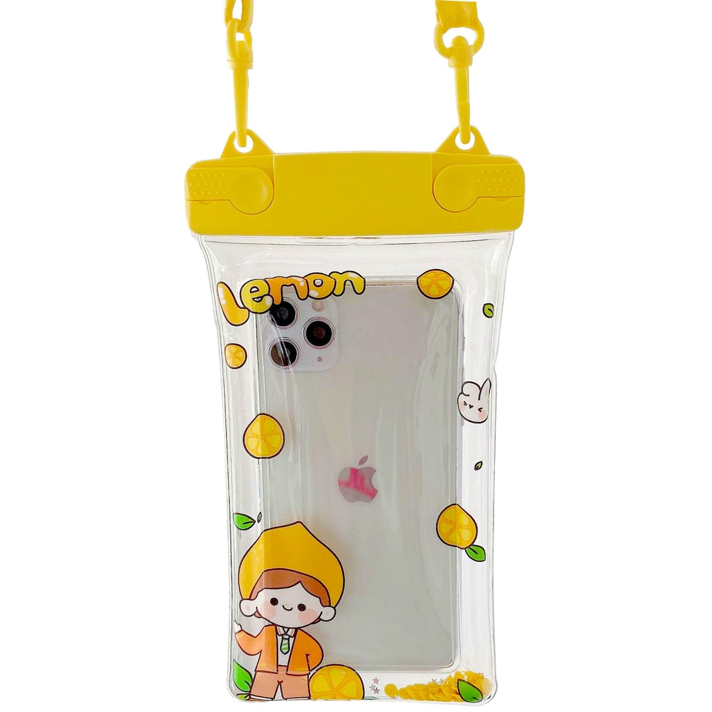 Husa subacvatica Fruity Waterproof Flippy, Snowproof, Universala, Impermeabila, cu Snur, pentru telefon sau documente, Lemon Boy, Galben-0