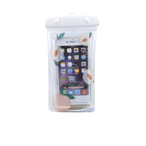 Husa subacvatica Glitter Kids Waterproof Flippy, Snowproof, Universala, cu Snur, pentru telefon sau documente, Peach, Alb-0