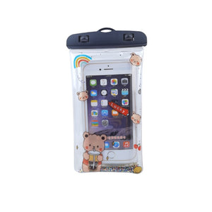 Husa subacvatica Glitter Kids Waterproof Flippy, Snowproof, Universala, cu Snur, pentru telefon sau documente, Lucky Bear, Negru-0