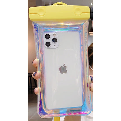 Husa subacvatica Holografica Waterproof Flippy, Snowproof, Universala, Impermeabila, cu Snur, pentru telefon sau documente, Galben-4