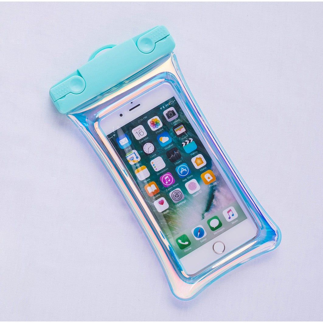 Husa subacvatica Holografica Waterproof Flippy, Snowproof, Universala, Impermeabila, cu Snur, pentru telefon sau documente, Bleu-3