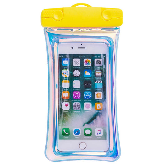 Husa subacvatica Holografica Waterproof Flippy, Snowproof, Universala, Impermeabila, cu Snur, pentru telefon sau documente, Galben-0