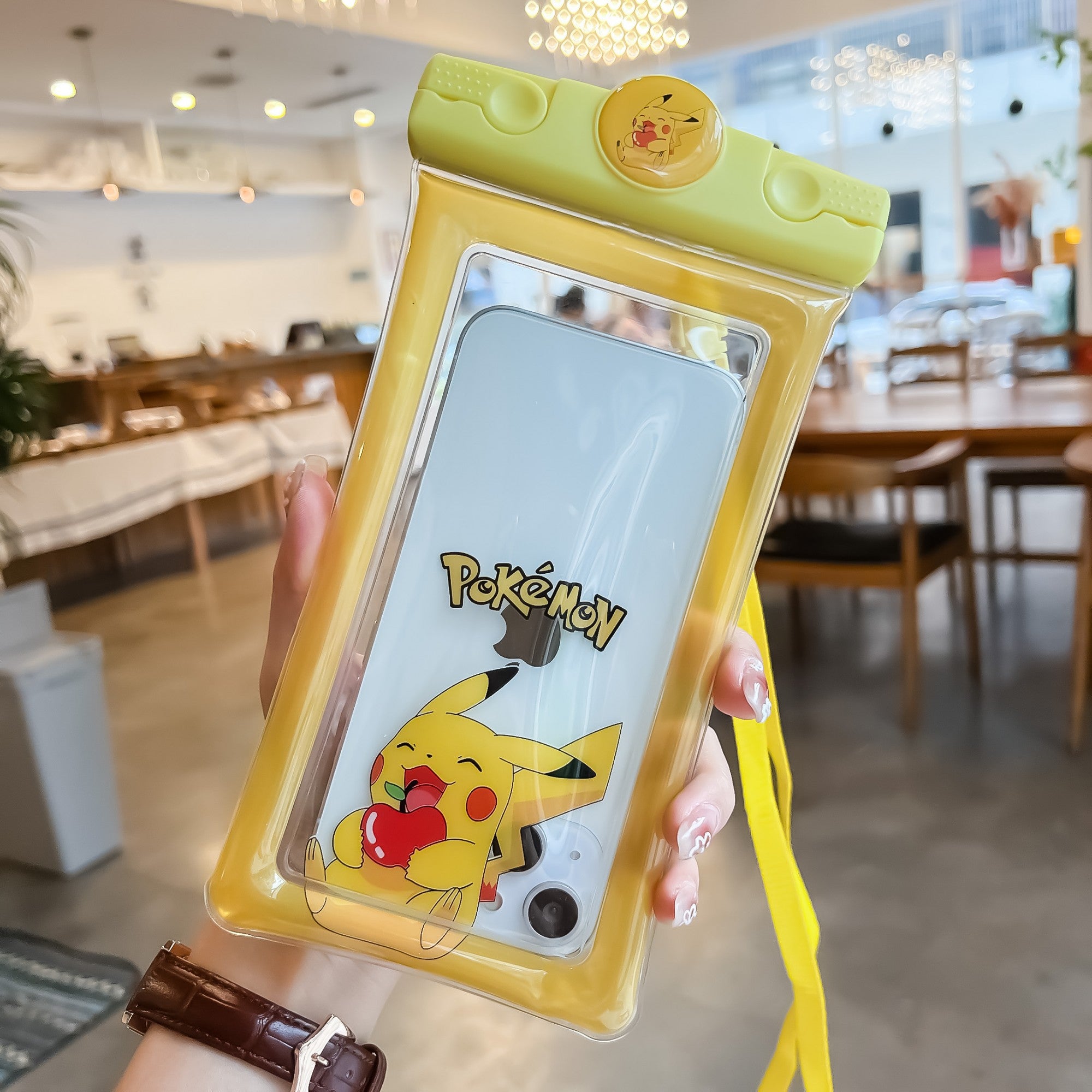 Husa subacvatica Mascot Waterproof Flippy, Snowproof, Universala, cu Snur, pentru telefon sau documente, Pika, Galben-1