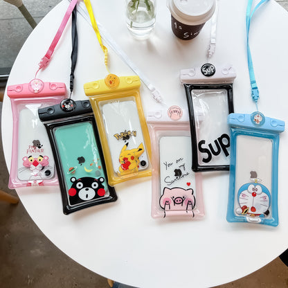 Husa subacvatica Mascot Waterproof Flippy, Snowproof, Universala, cu Snur, pentru telefon sau documente, Cat, Bleu-3