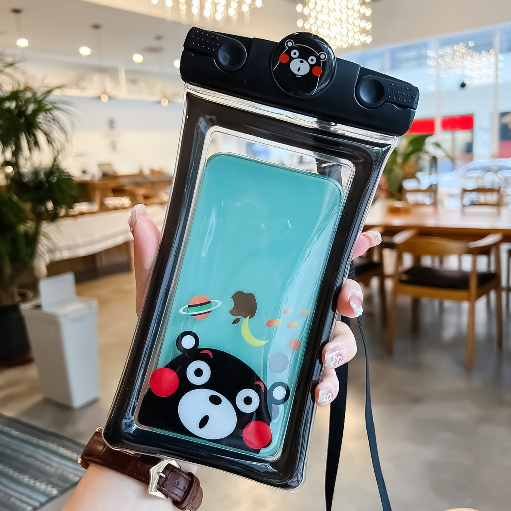 Husa subacvatica Mascot Waterproof Flippy, Snowproof, Universala, cu Snur, pentru telefon sau documente, Bear, Negru-4