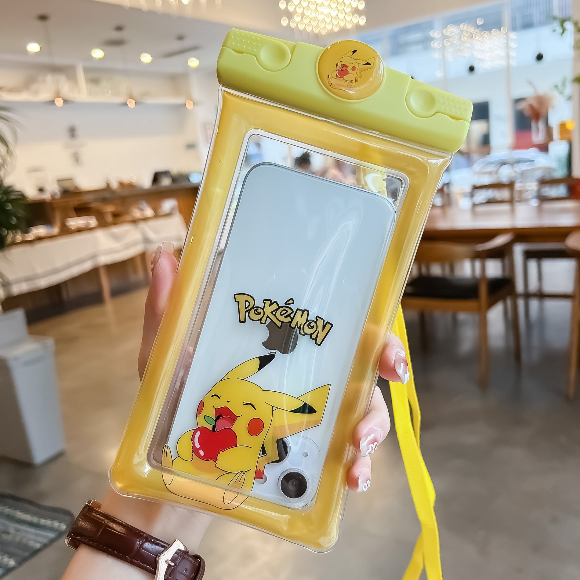 Husa subacvatica Mascot Waterproof Flippy, Snowproof, Universala, cu Snur, pentru telefon sau documente, Pika, Galben-4