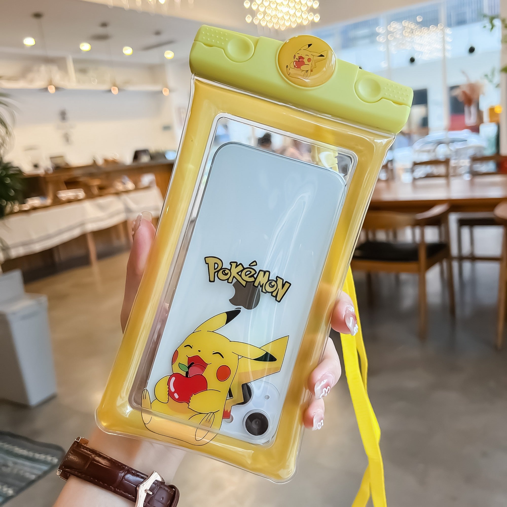 Husa subacvatica Mascot Waterproof Flippy, Snowproof, Universala, cu Snur, pentru telefon sau documente, Pika, Galben-4