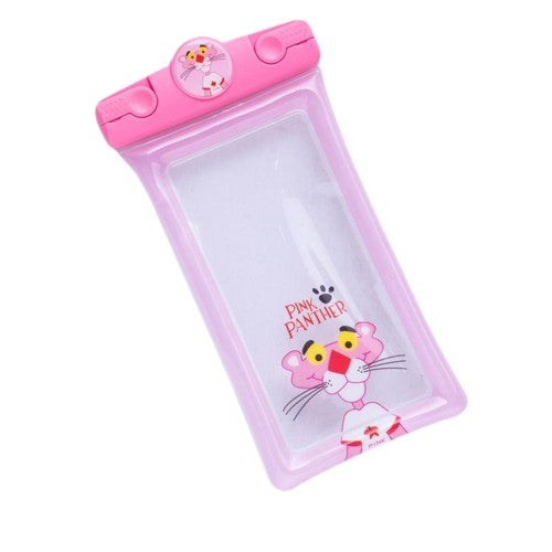 Husa subacvatica Mascot Waterproof Flippy, Snowproof, Universala, cu Snur, pentru telefon sau documente, Pantera, Roz-0