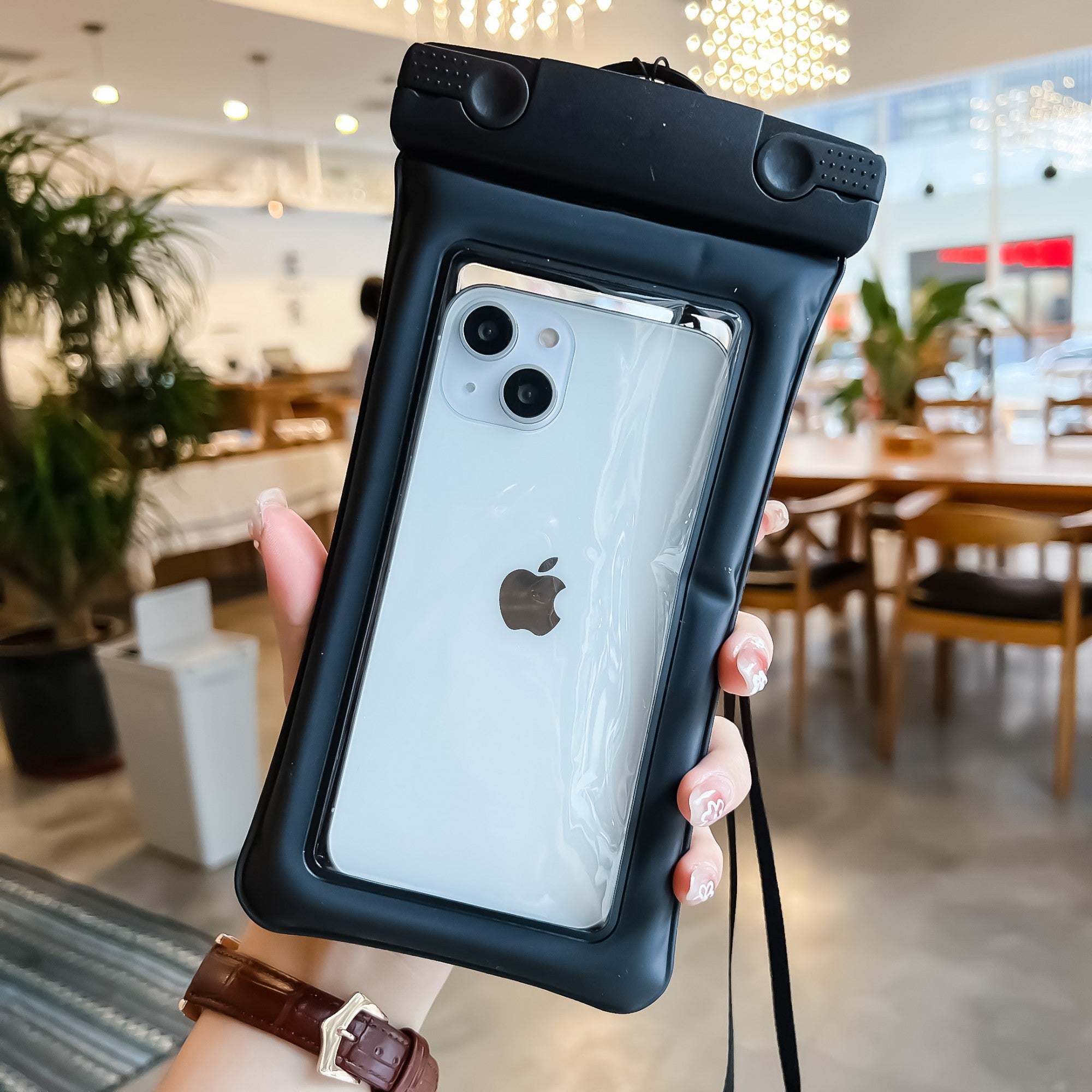 Husa subacvatica Matte Cushion Waterproof Flippy, Snowproof, Universala, cu Snur, pentru telefon sau documente, Negru-1