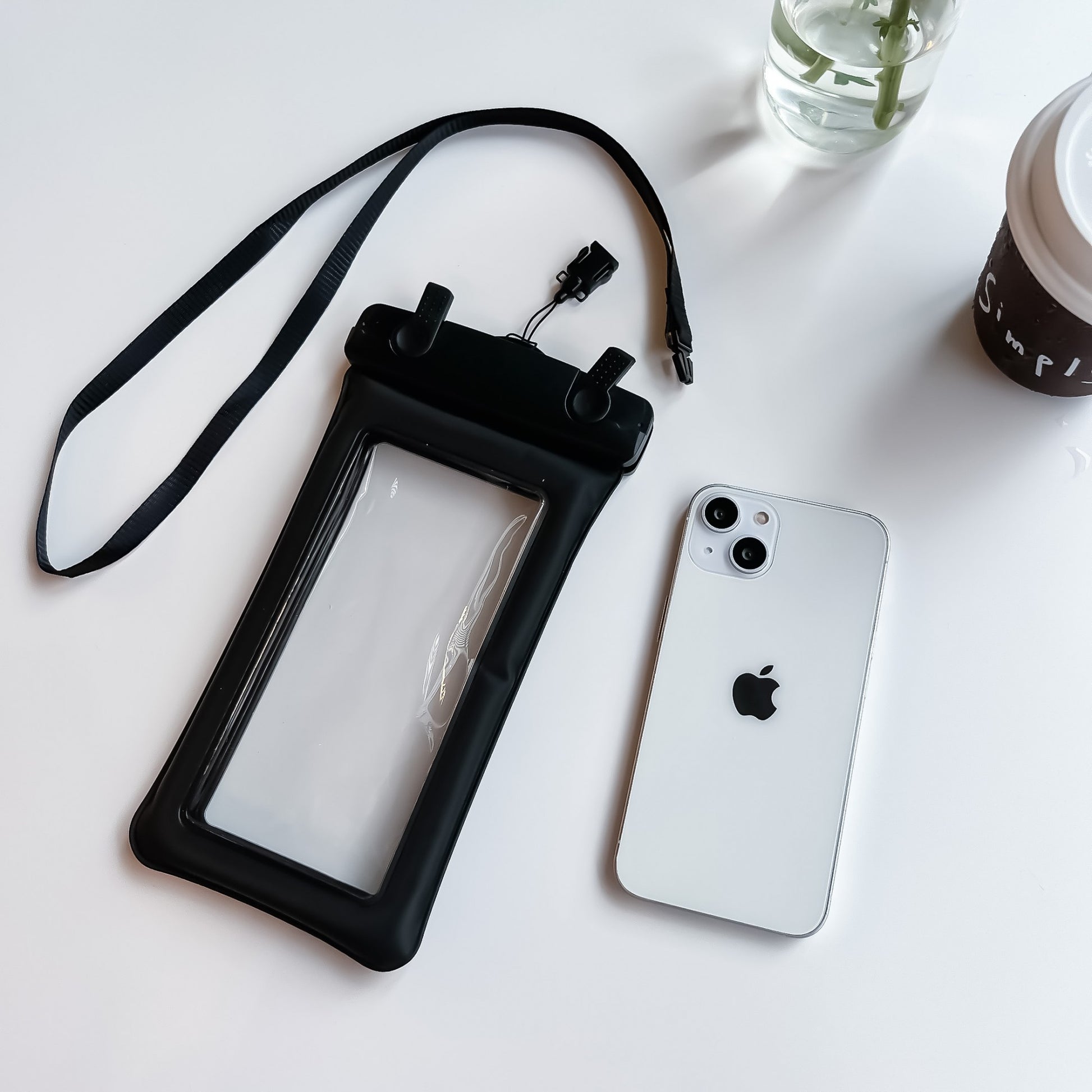Husa subacvatica Matte Cushion Waterproof Flippy, Snowproof, Universala, cu Snur, pentru telefon sau documente, Negru-2