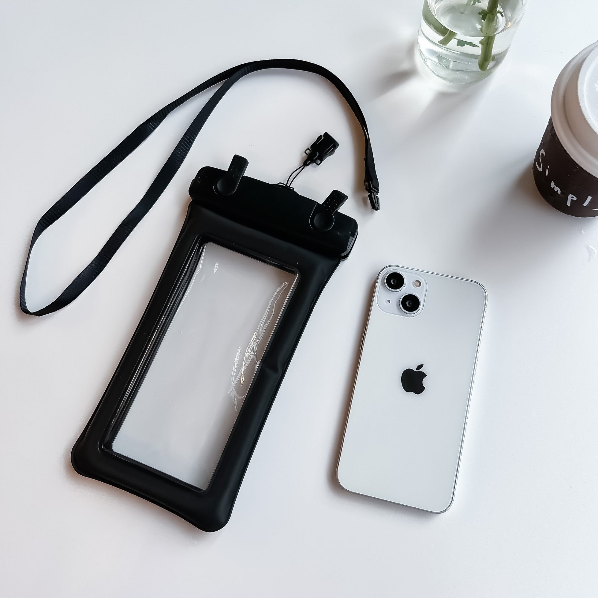 Husa subacvatica Matte Cushion Waterproof Flippy, Snowproof, Universala, cu Snur, pentru telefon sau documente, Negru-2