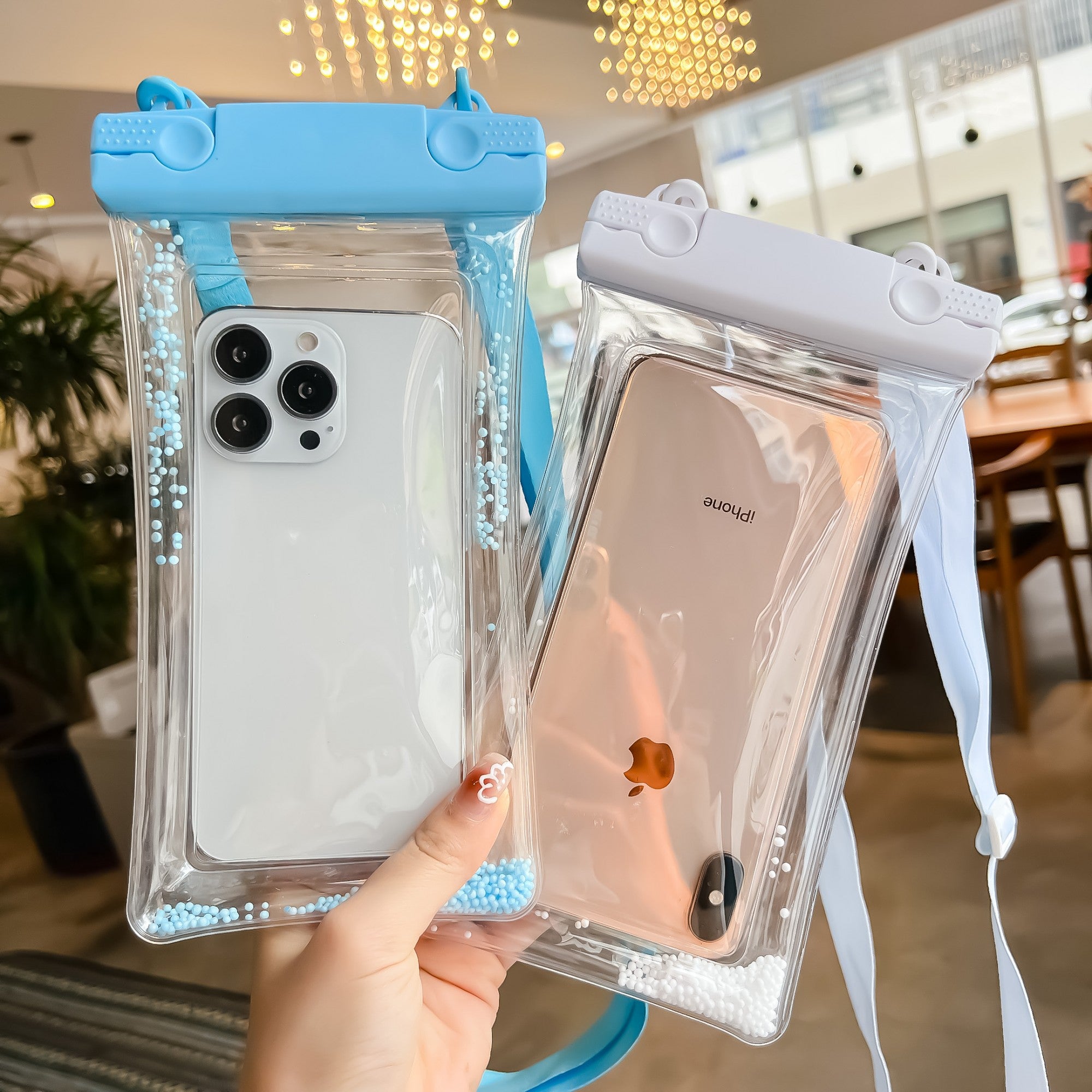 Husa subacvatica Waterproof Flippy, Snowproof, Universala, Senzoriala, cu Snur, pentru telefon sau documente, Bleu-2