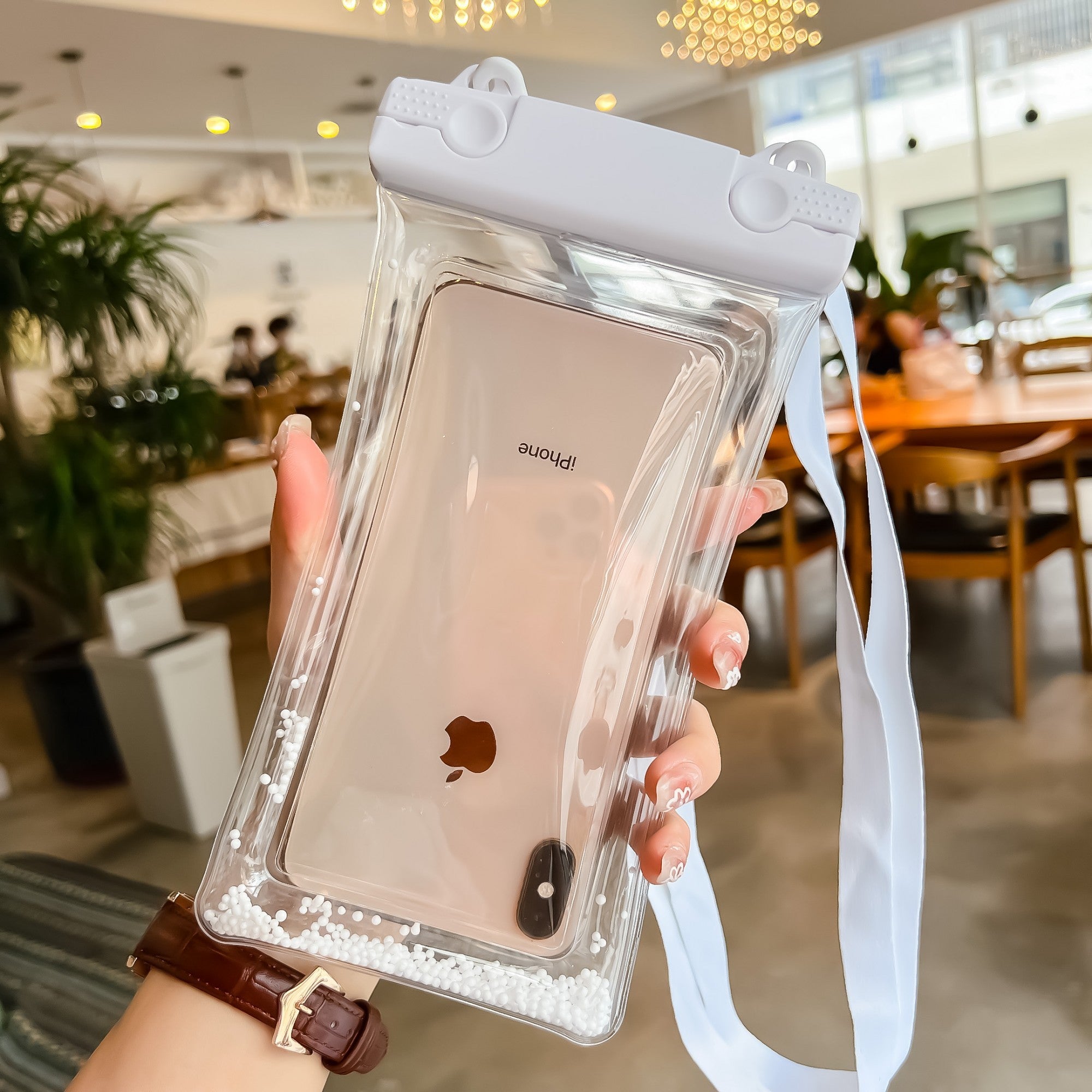 Husa subacvatica Waterproof Flippy, Snowproof, Universala, Senzoriala, cu Snur, pentru telefon sau documente, Alb-4