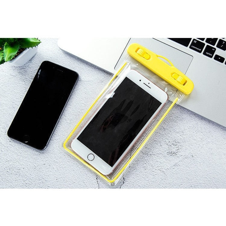 Husa subacvatica Zip Waterproof Flippy, Snowproof, Universala, Impermeabila, cu Snur, pentru telefon sau documente, Galben-1