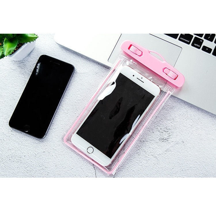 Husa subacvatica Zip Waterproof Flippy, Snowproof, Universala, Impermeabila, cu Snur, pentru telefon sau documente, Roz-1