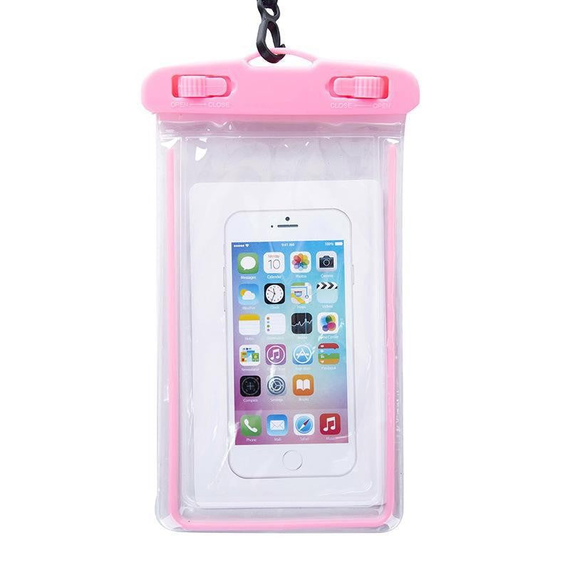Husa subacvatica Zip Waterproof Flippy, Snowproof, Universala, Impermeabila, cu Snur, pentru telefon sau documente, Roz-0
