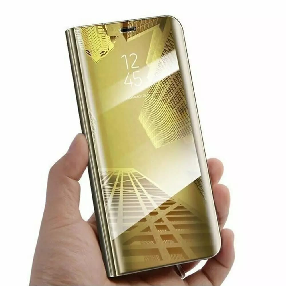 Husa Tip Carte, Flippy, Compatibila cu Huawei Mate 10 Lite, Flip Cover Oglinda, Auriu-0