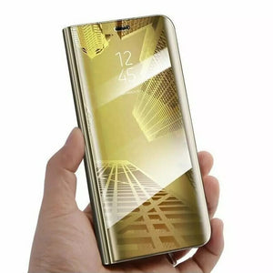 Husa Tip Carte, Flippy, Compatibila cu Huawei Mate 10 Lite, Flip Cover Oglinda, Auriu-0