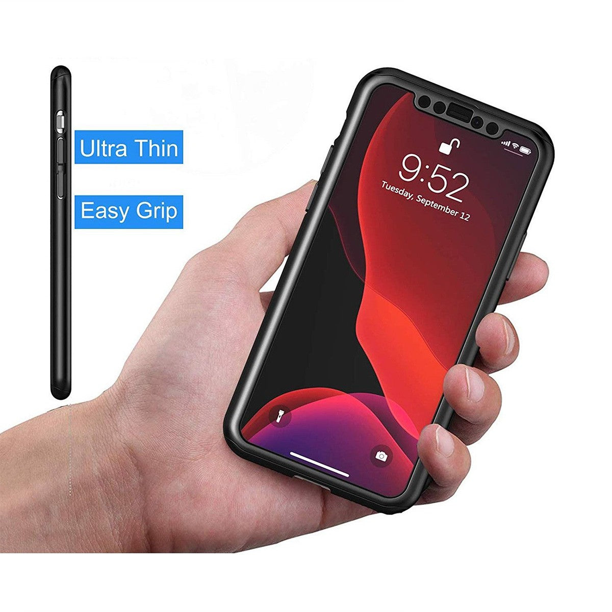 Husa Xiaomi Redmi 7A Full Cover 360 Negru + Folie de protectie-6