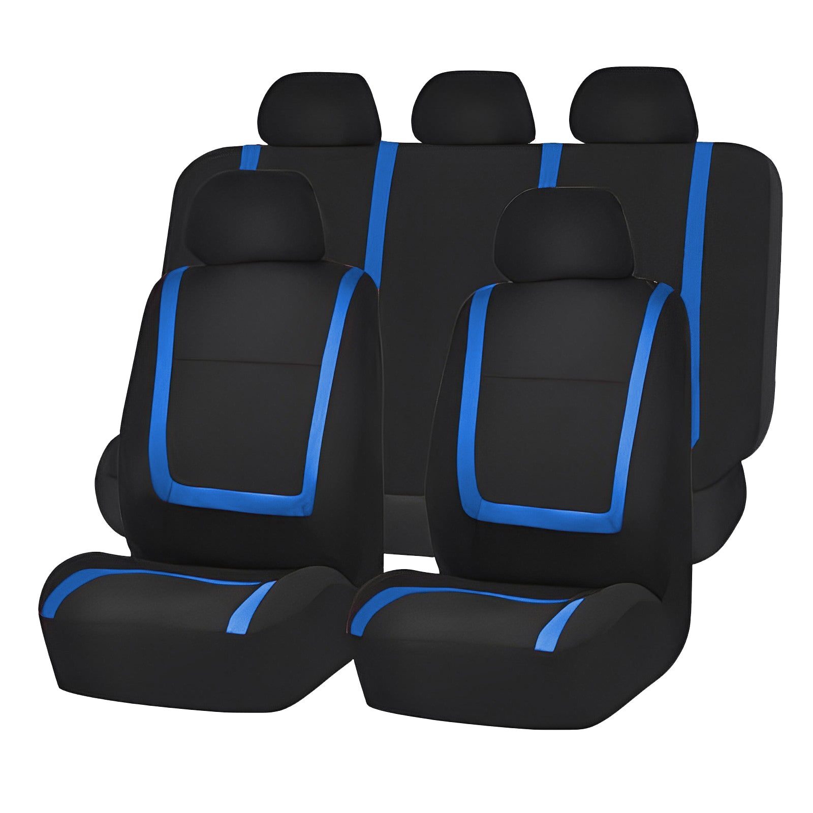 Set huse scaun auto ieftine, Universale 9 piese, model BLUE LINE - ALBASTRU-0
