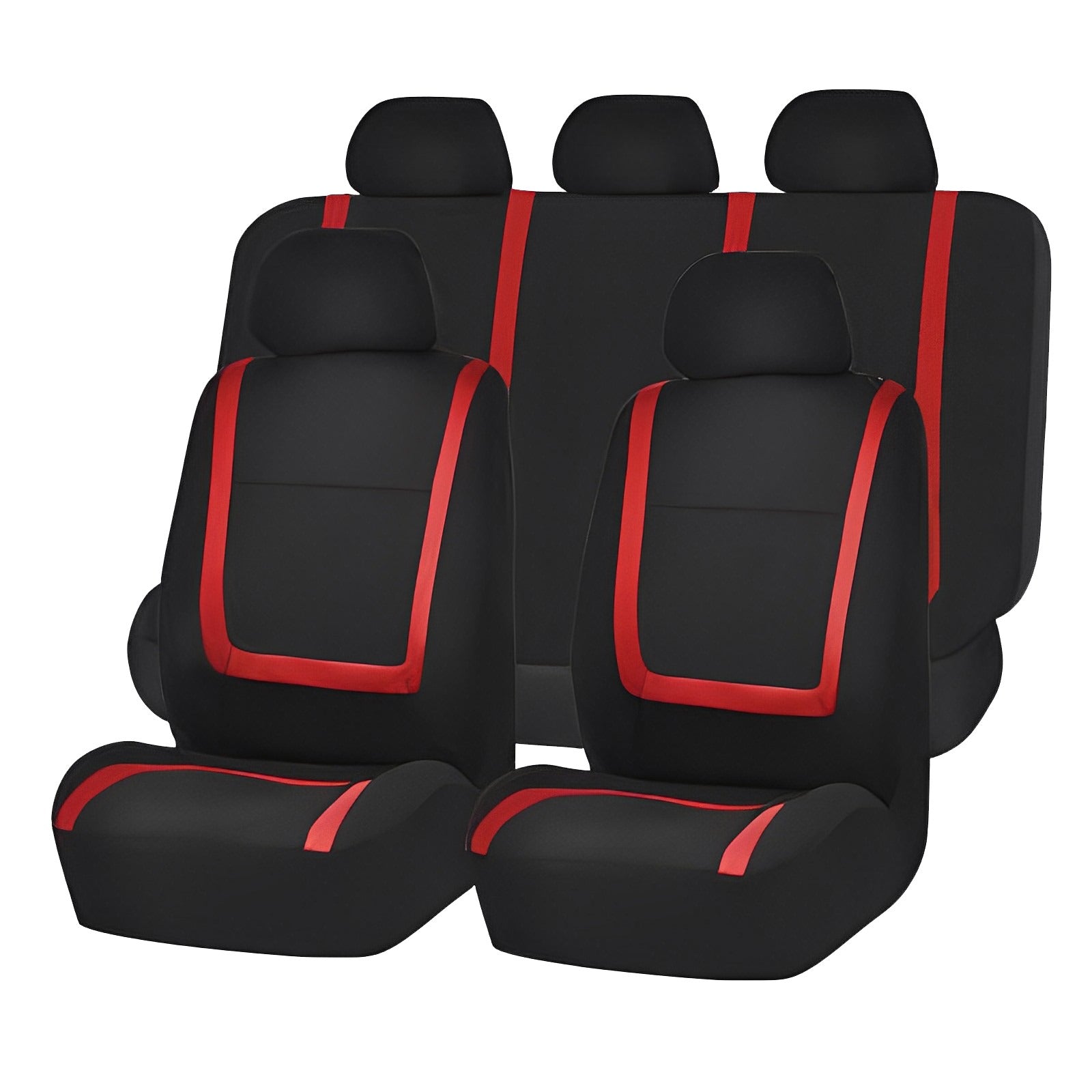 Set huse scaun auto ieftine, Universale 9 piese, model RED LINE - ROSU-0