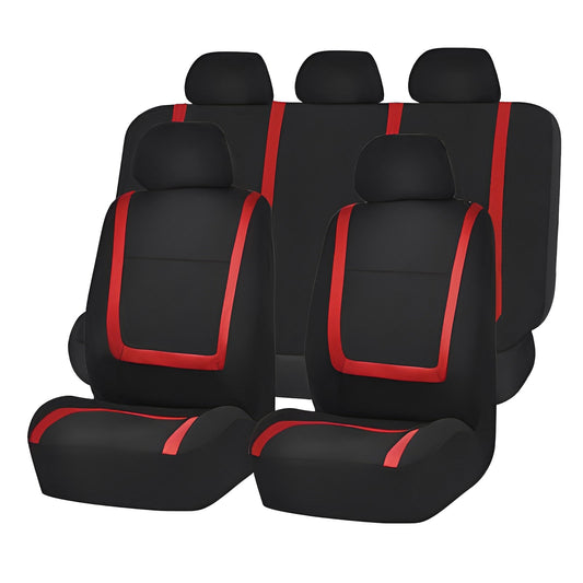 Set huse scaun auto ieftine, Universale 9 piese, model RED LINE - ROSU-0
