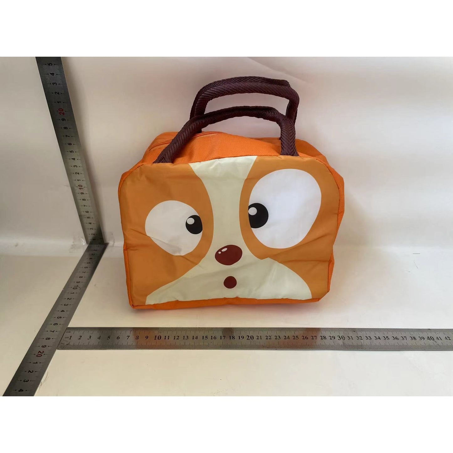 Geantă Frigorifică, Flippy, cu Desene Animat, Portabilă pentru Copii, de Prânz, din Pânză Oxford, 22x14x19 cm, Model Catelus, Maro-1