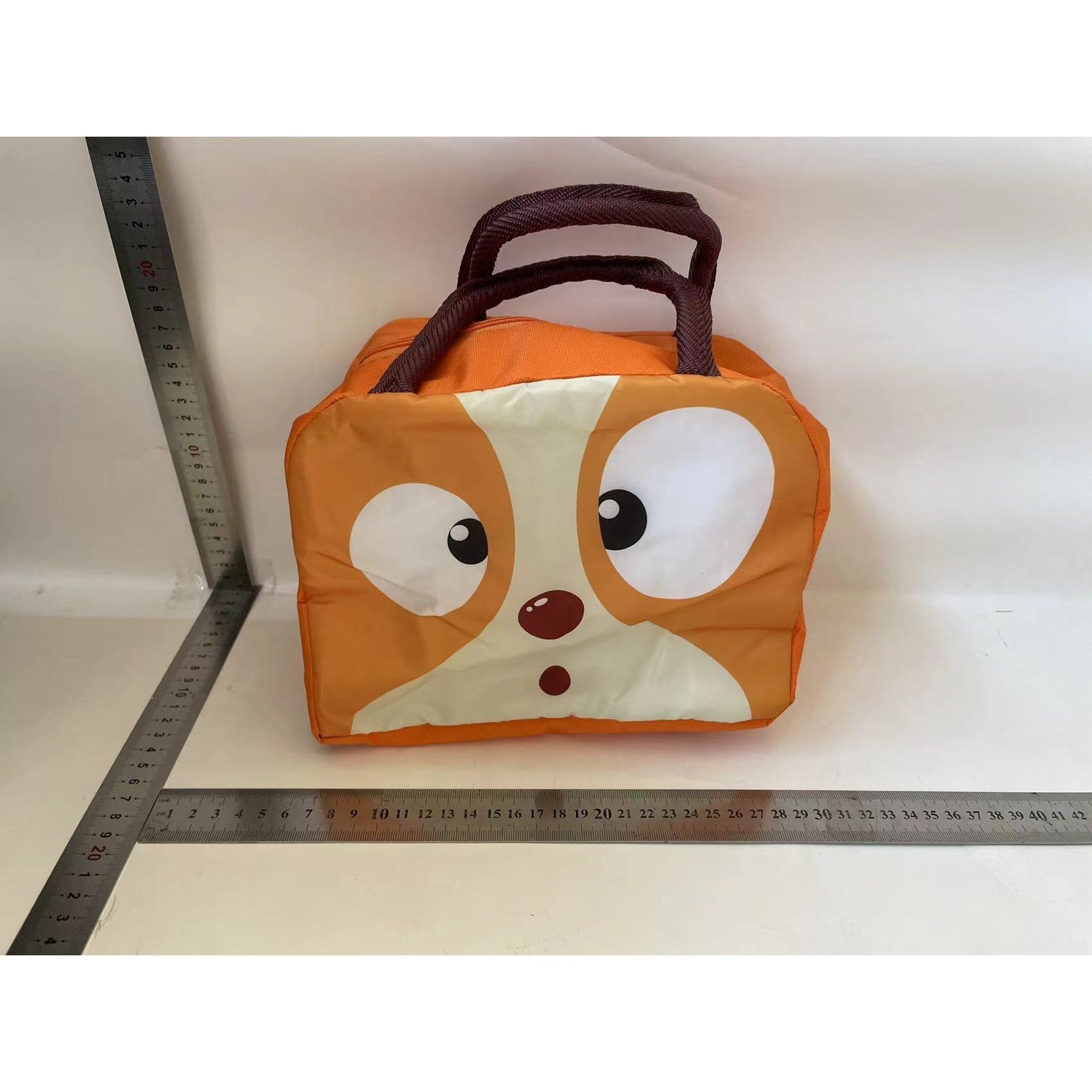 Geantă Frigorifică, Flippy, cu Desene Animat, Portabilă pentru Copii, de Prânz, din Pânză Oxford, 22x14x19 cm, Model Catelus, Maro-1