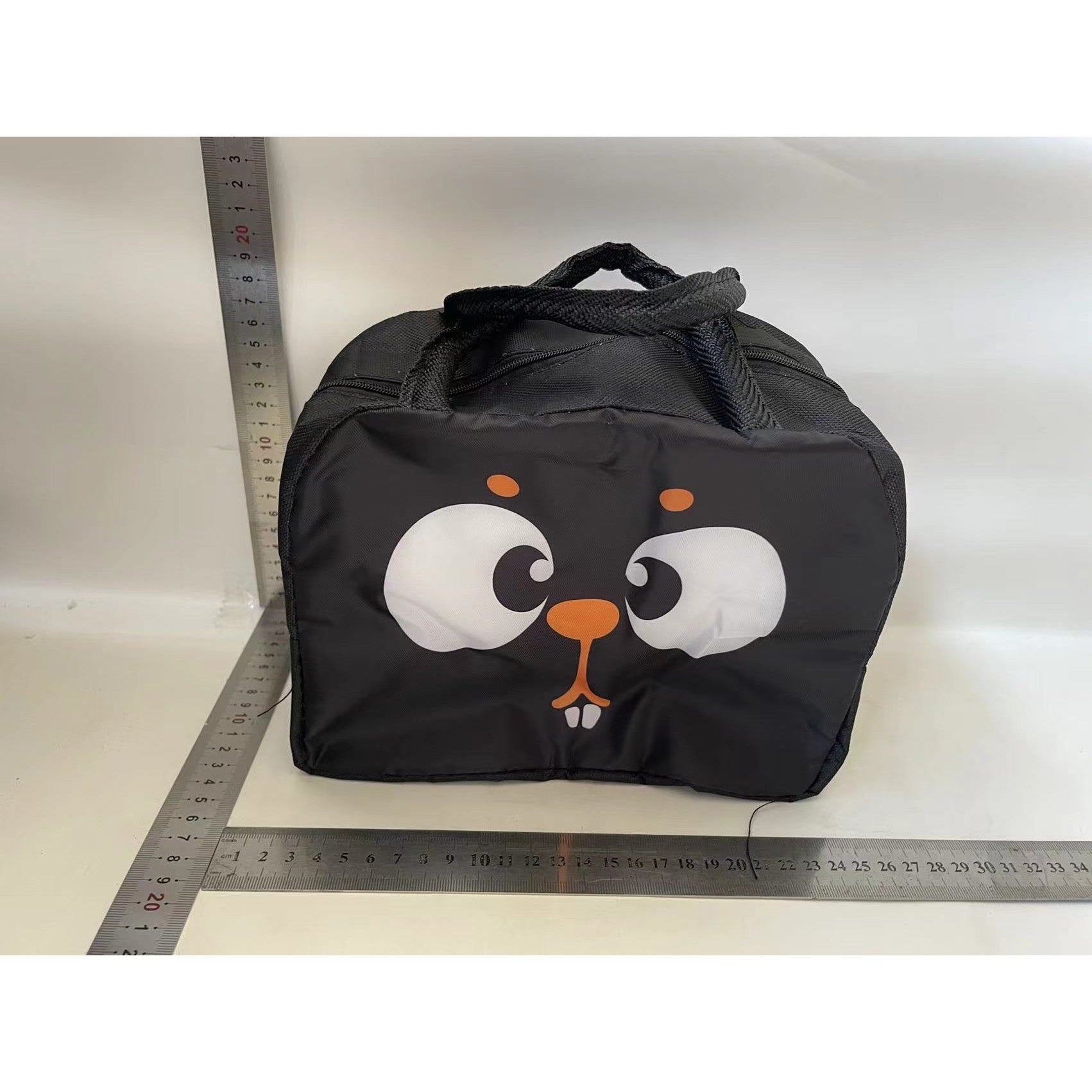 Geantă Frigorifică, Flippy, cu Desene Animat, Portabilă pentru Copii, de Prânz, din Pânză Oxford, 22x14x19 cm, Model Veverita, Negru-1